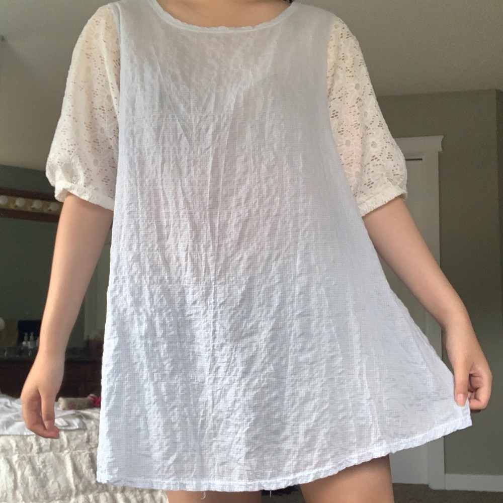 handmade sky blue laced picnic dress